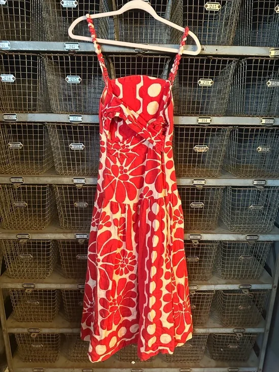 FARM Rio Red Palermo Sleeveless Midi Dress Size Small 38470 - Picture 7 of 16